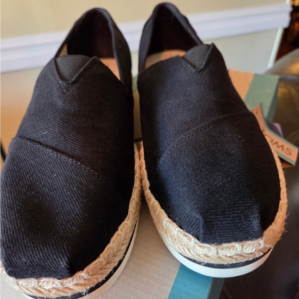 Toms Black Heavy Twill Espadrille Shoes